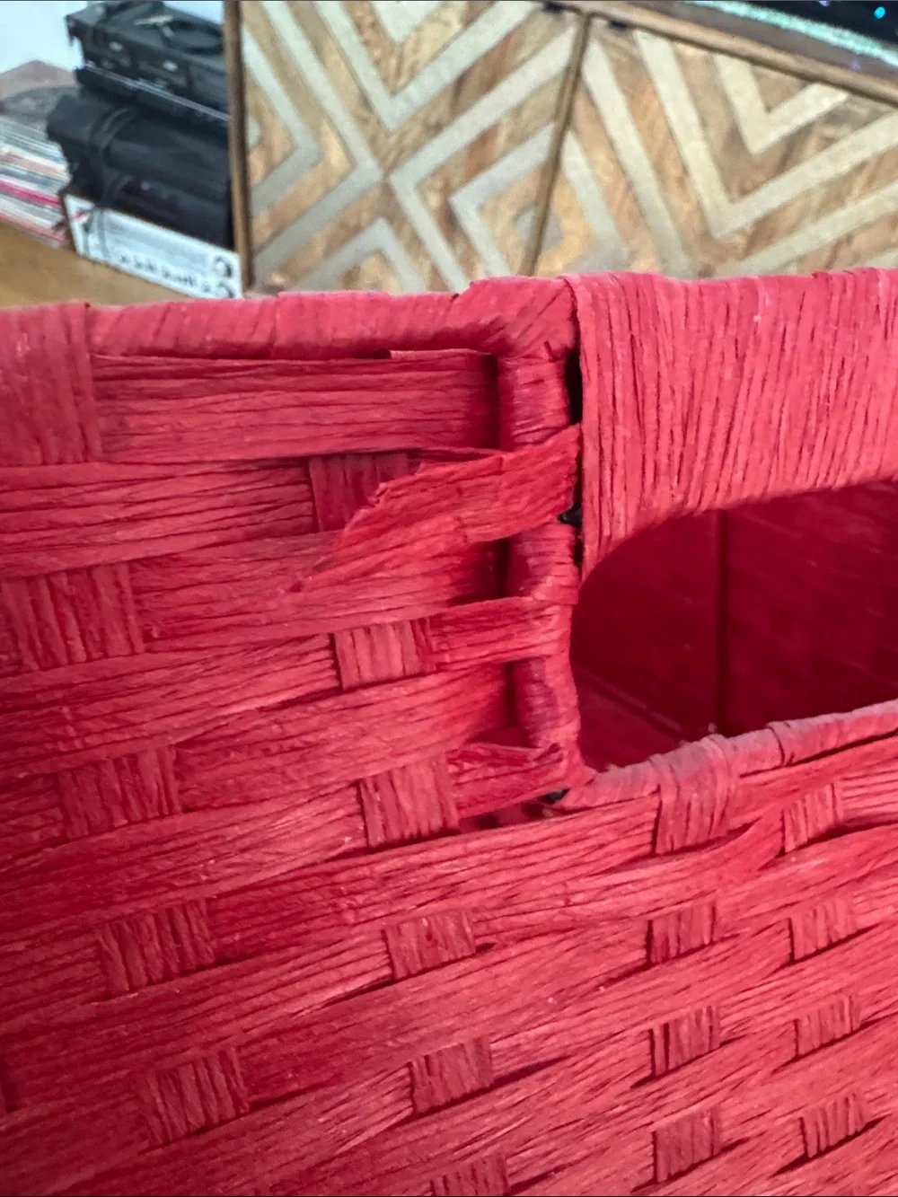 Red Woven Storage Baskets - Set of 3 10x6 and 14x10